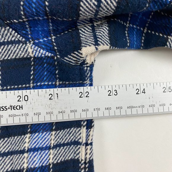 Orvis Flannel Shacket Shirt Jacket Mens Large Blue Check Plaid Cotton - Picture 9 of 12